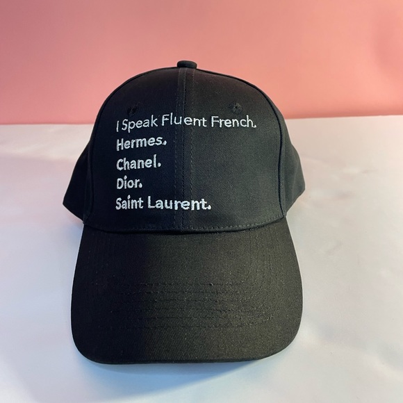 NEW TRENDY BLACK BASEBALL CAP I SPEAK FLUENT FRENCH DESIGNERS HAT - Picture 3 of 4